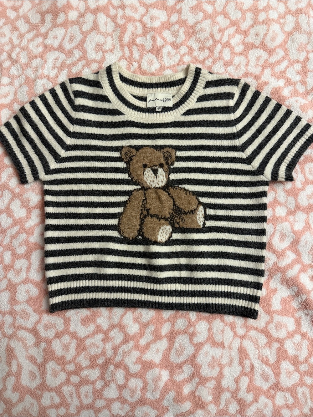 Freshman 1996 Striped Teddy Knit Top - Black & Cream